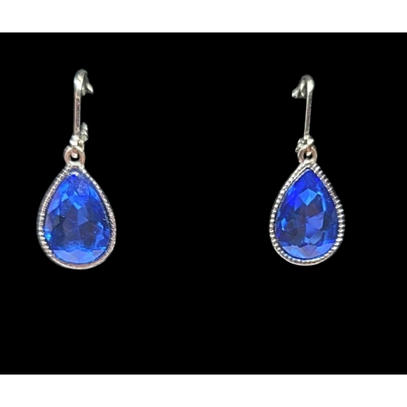 Monet Blue Dangle Teardrop Earrings - Picture 1 of 7